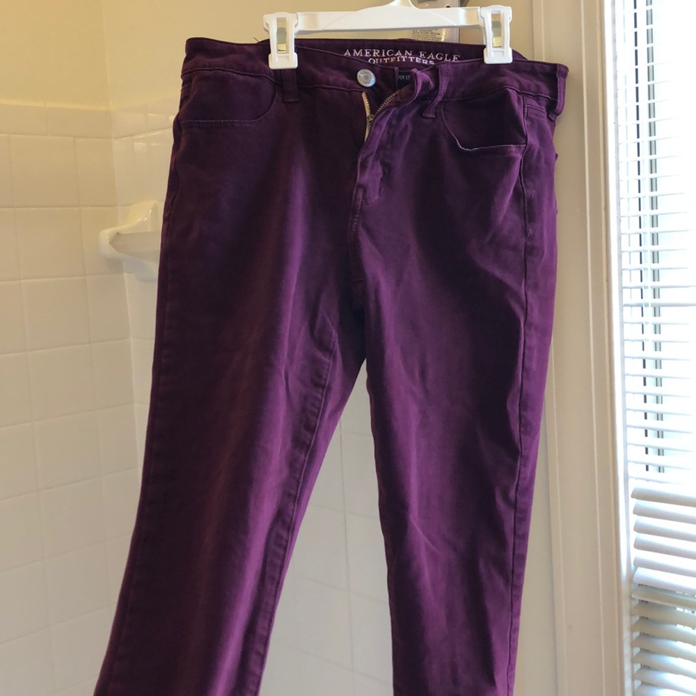 American eagle burgundy skinny jeans